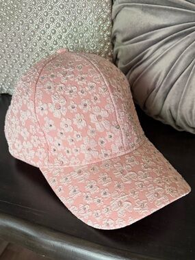 Jaclyn Smith Pink Floral Embellished Baseball Cap